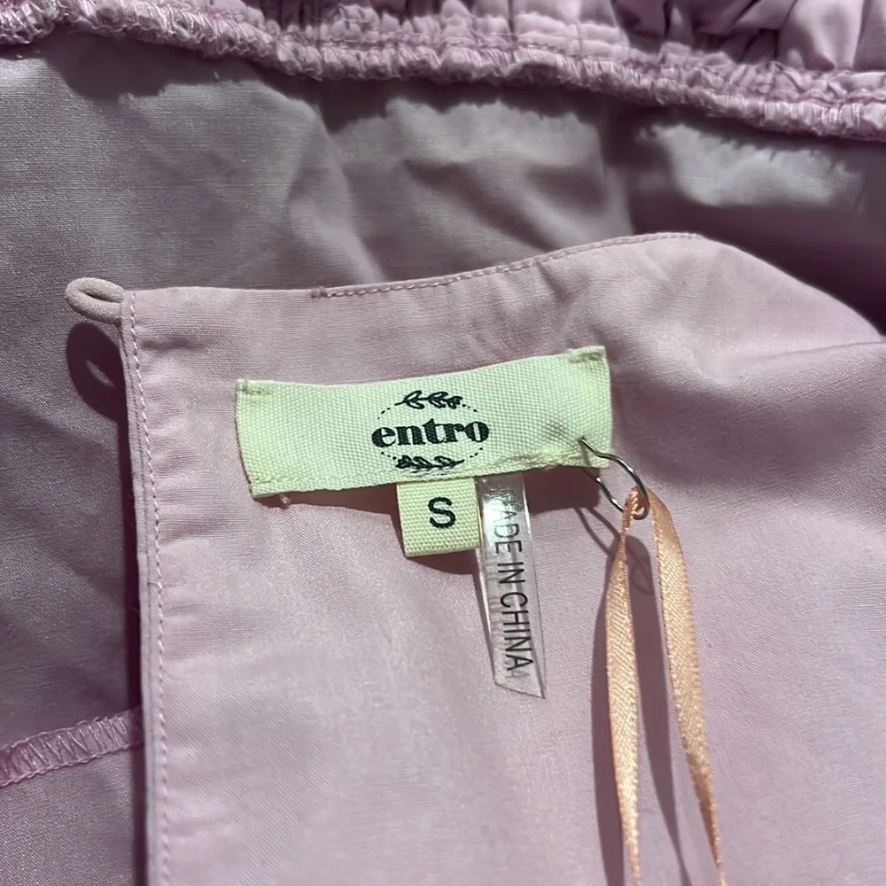 NWT ENTRO | Pink Cropped Blouse with Ruffle Detail - Picture 5 of 9